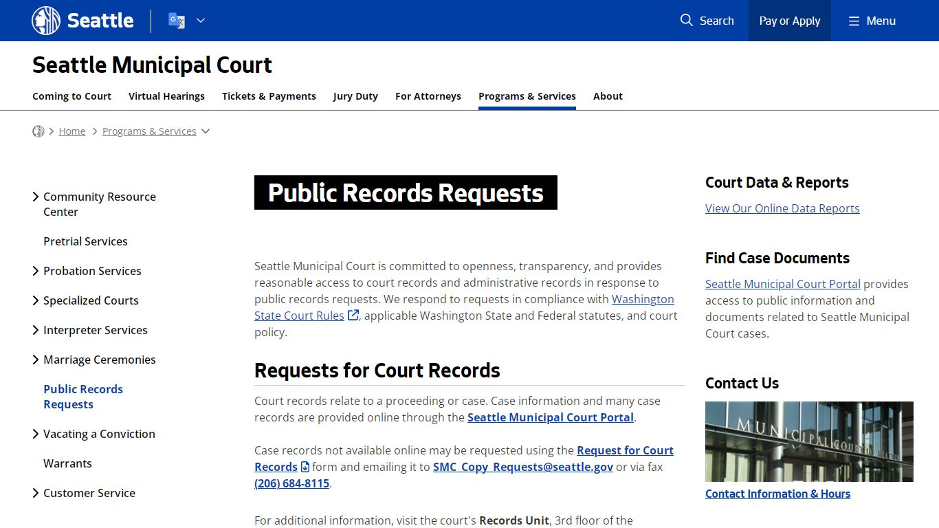 Public Records Requests - Courts | seattle.gov